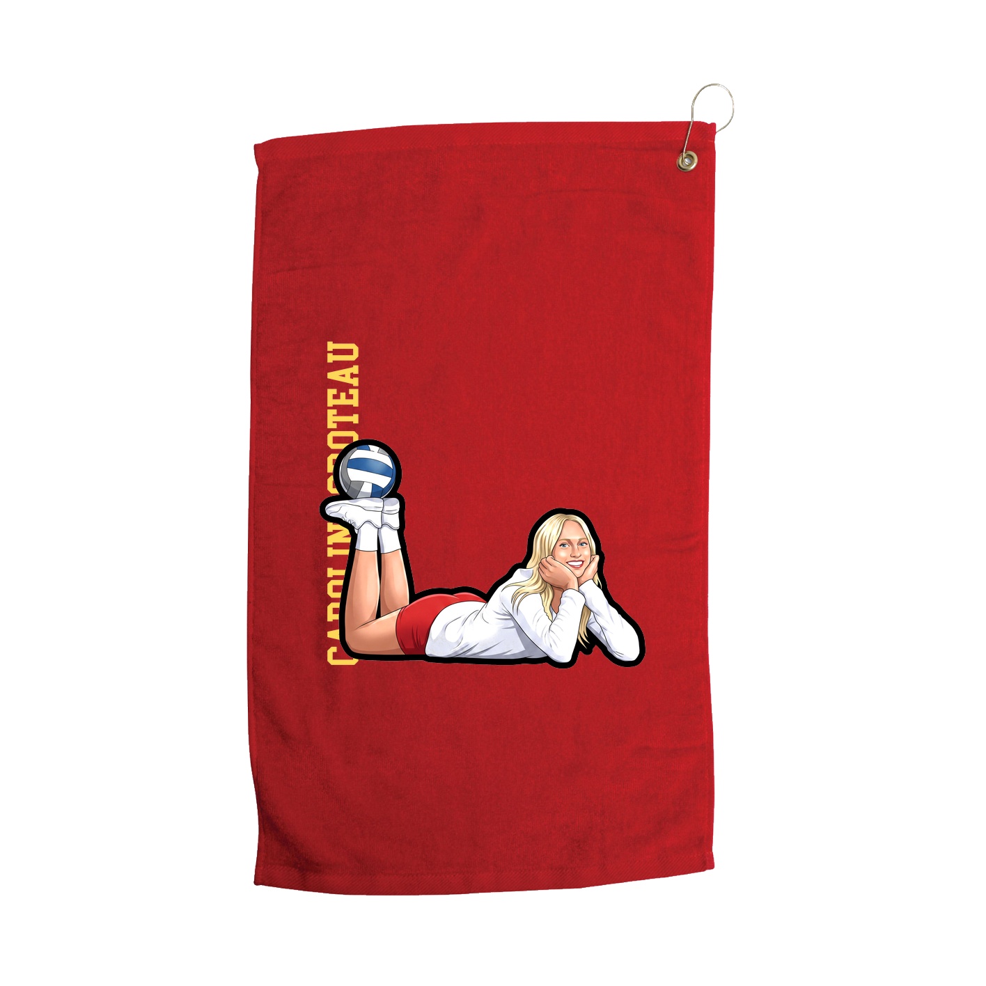 Golf Towel — Name Vertical in Red