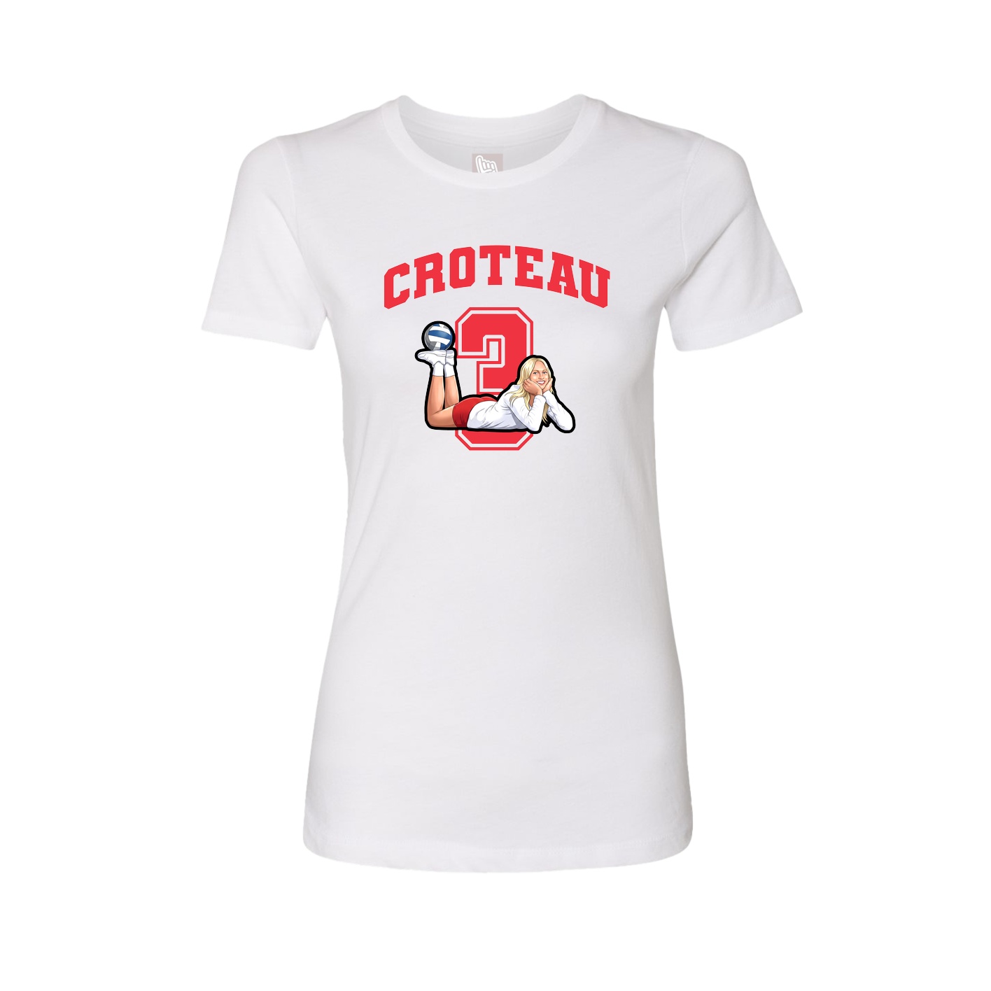Fitted Women's Tee — Number in White