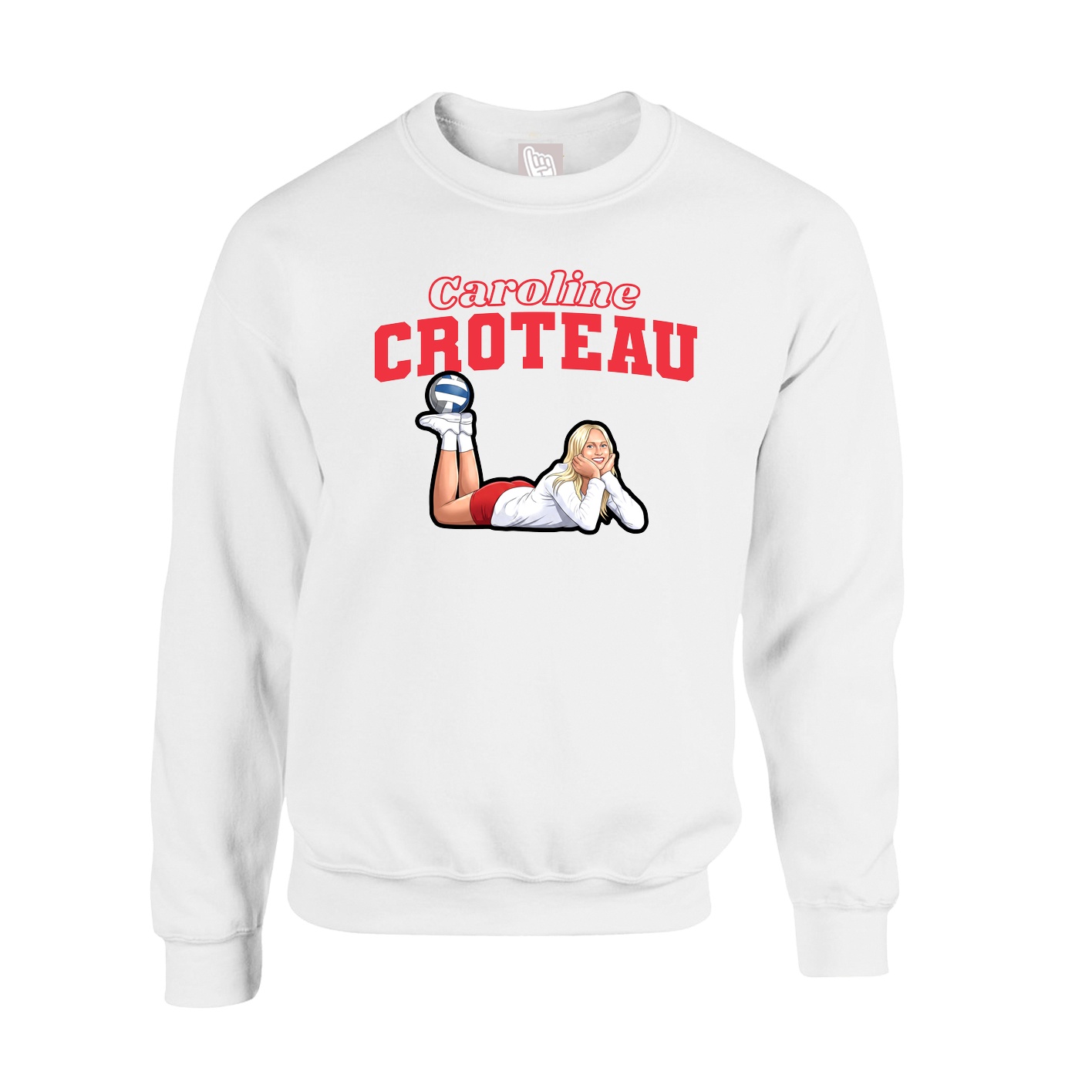 Fleece Crew — Name Arch in White