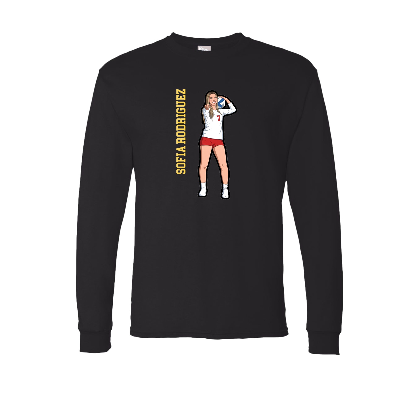 Long Sleeve Tee — Name Vertical in Black