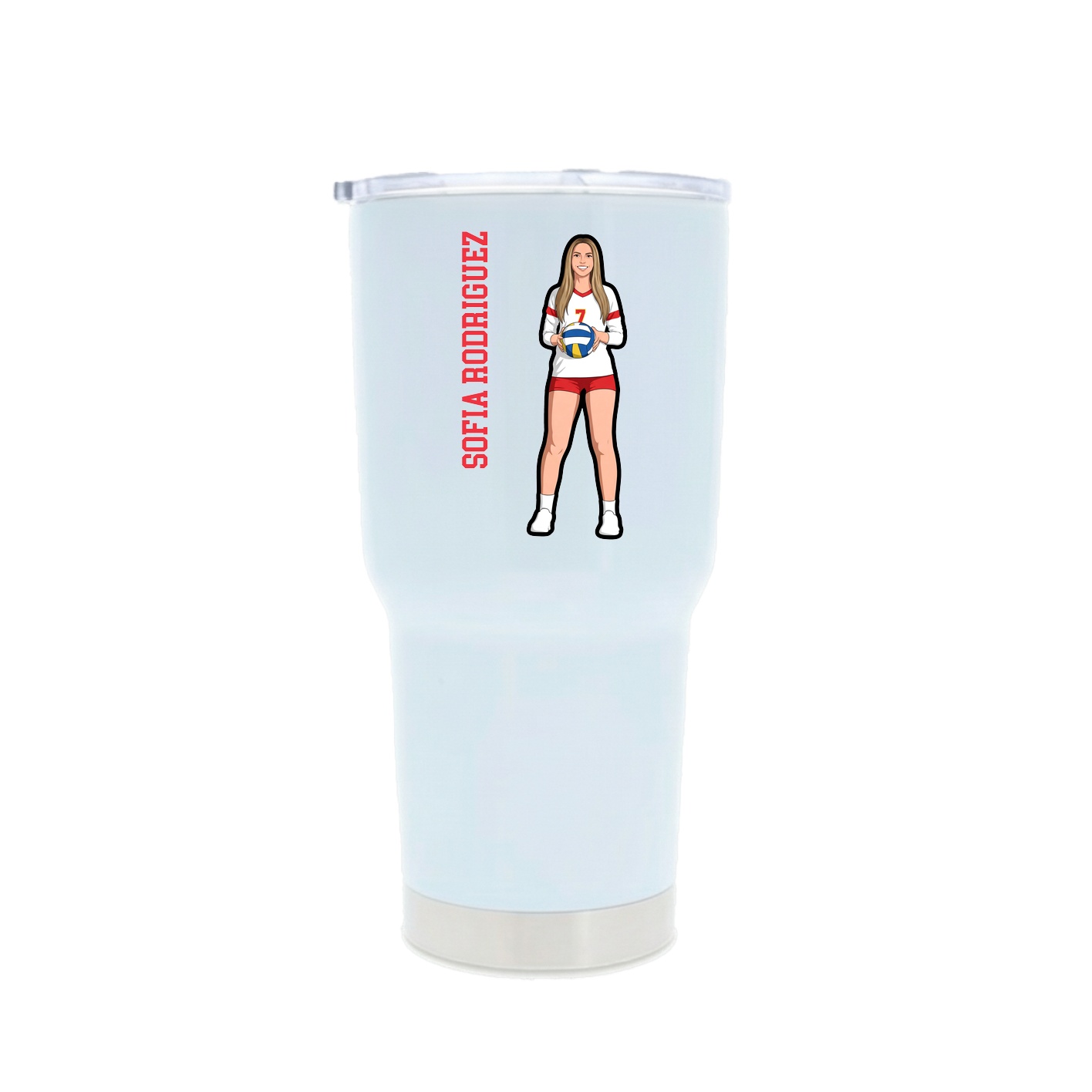 30oz Stainless Steel Tumbler — Name Vertical in White