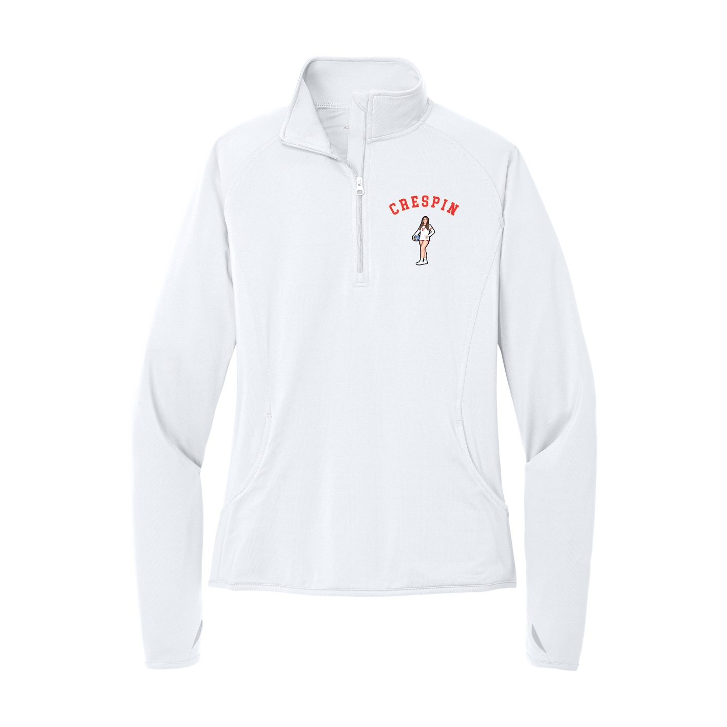 Women's Q-Zip Pullover — Shirsey Arch in White