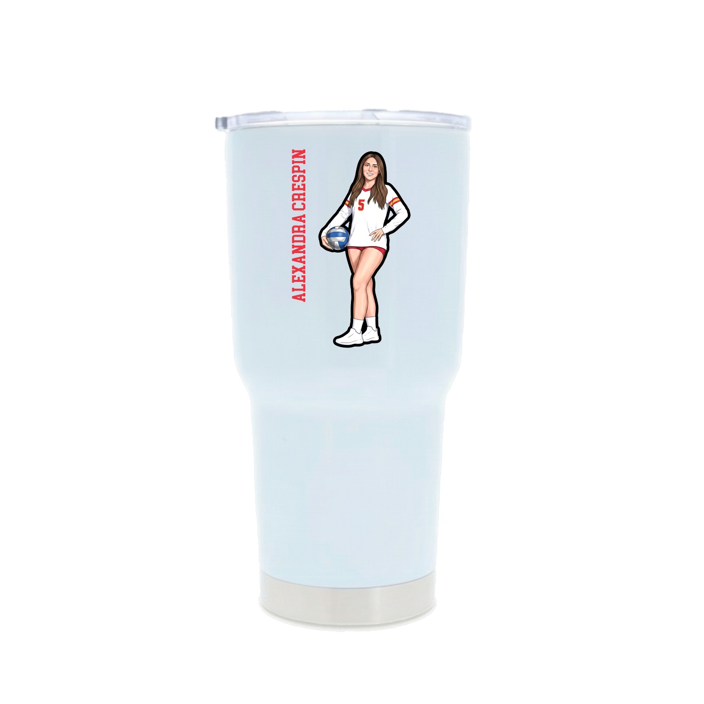 30oz Stainless Steel Tumbler — Name Vertical in White