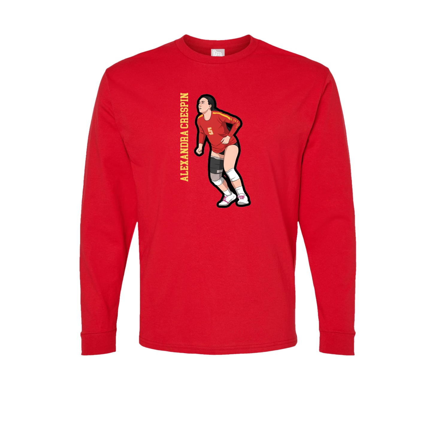 Long Sleeve Tee — Name Vertical in Red