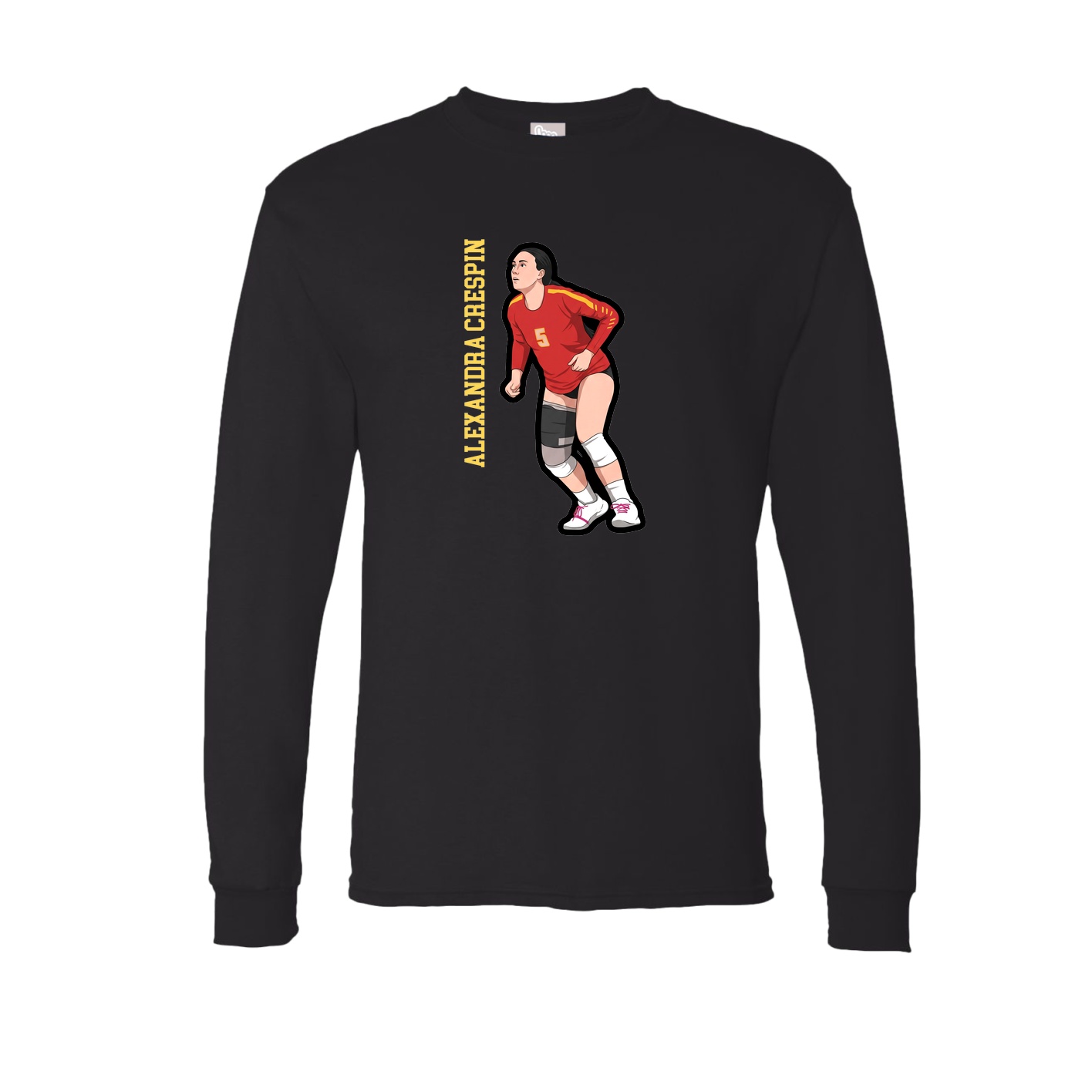 Long Sleeve Tee — Name Vertical in Black