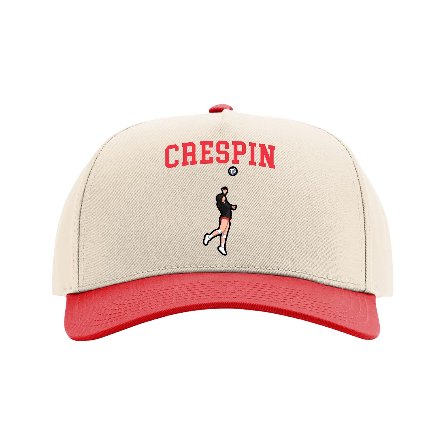 Full Fabric Five-Panel Champ Cap — Shirsey in Cream/Red