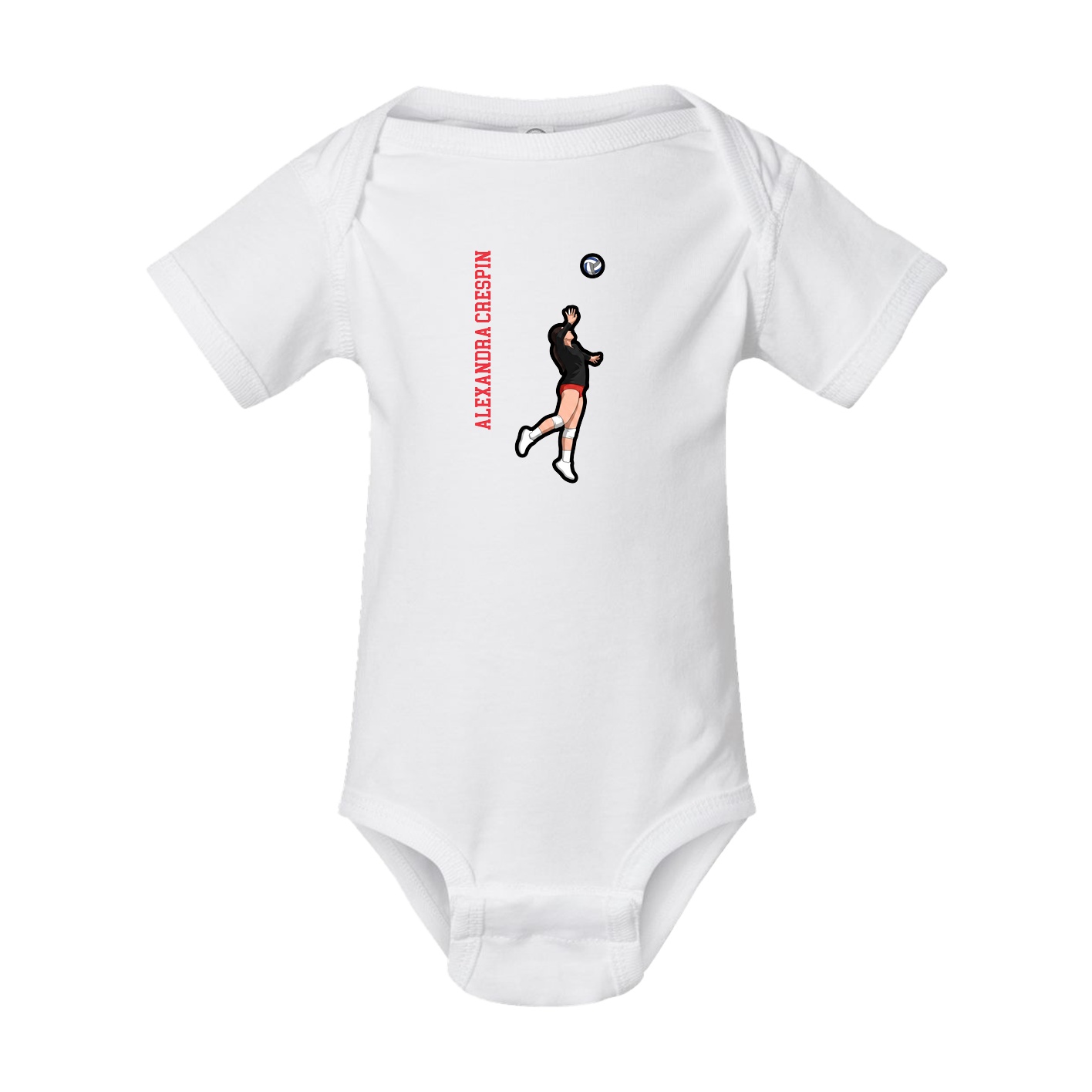 Baby Onesie — Name Vertical in White