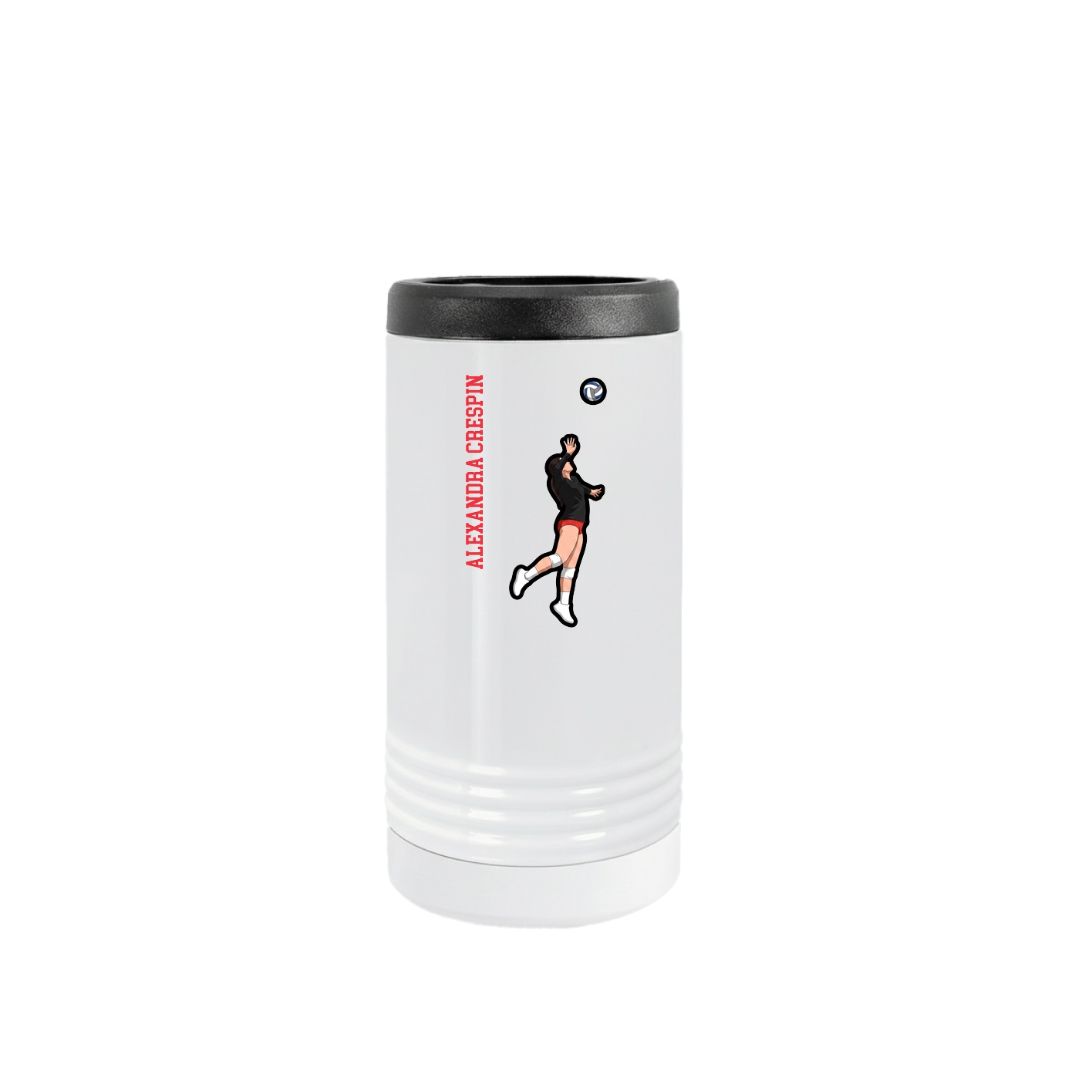 Slim Beverage Holder — Name Vertical in White