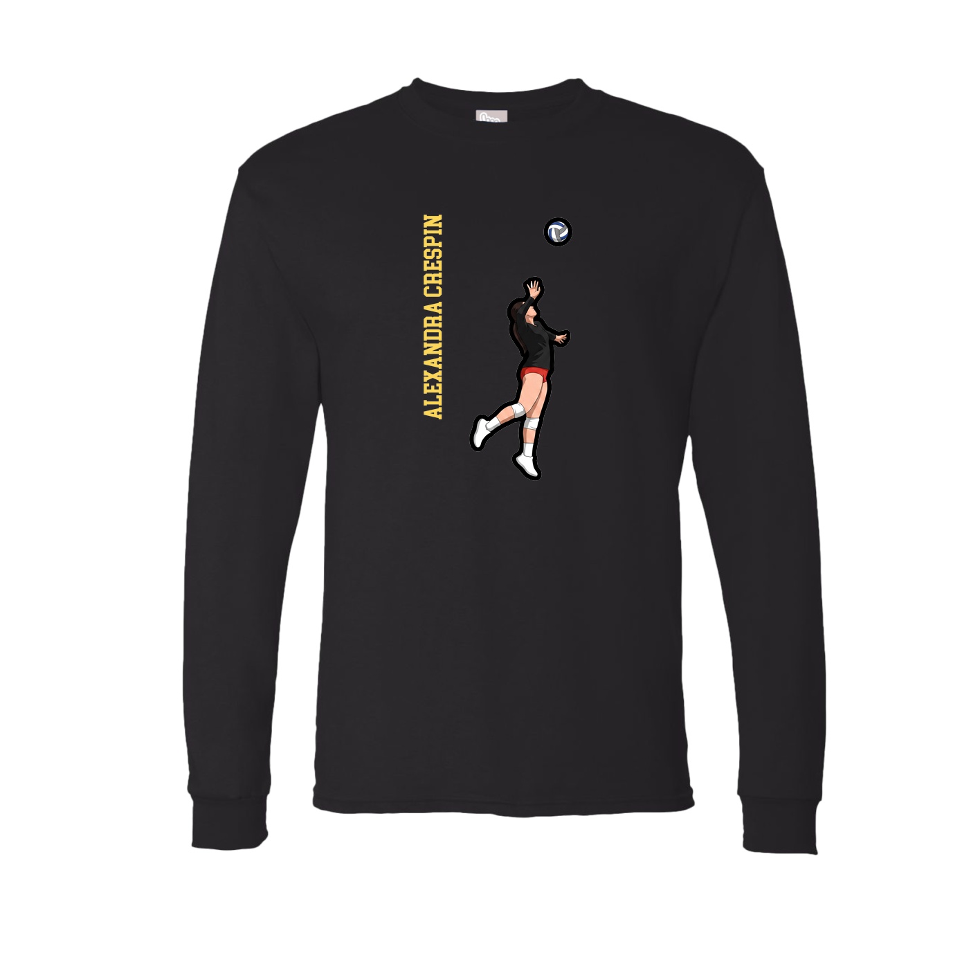 Long Sleeve Tee — Name Vertical in Black