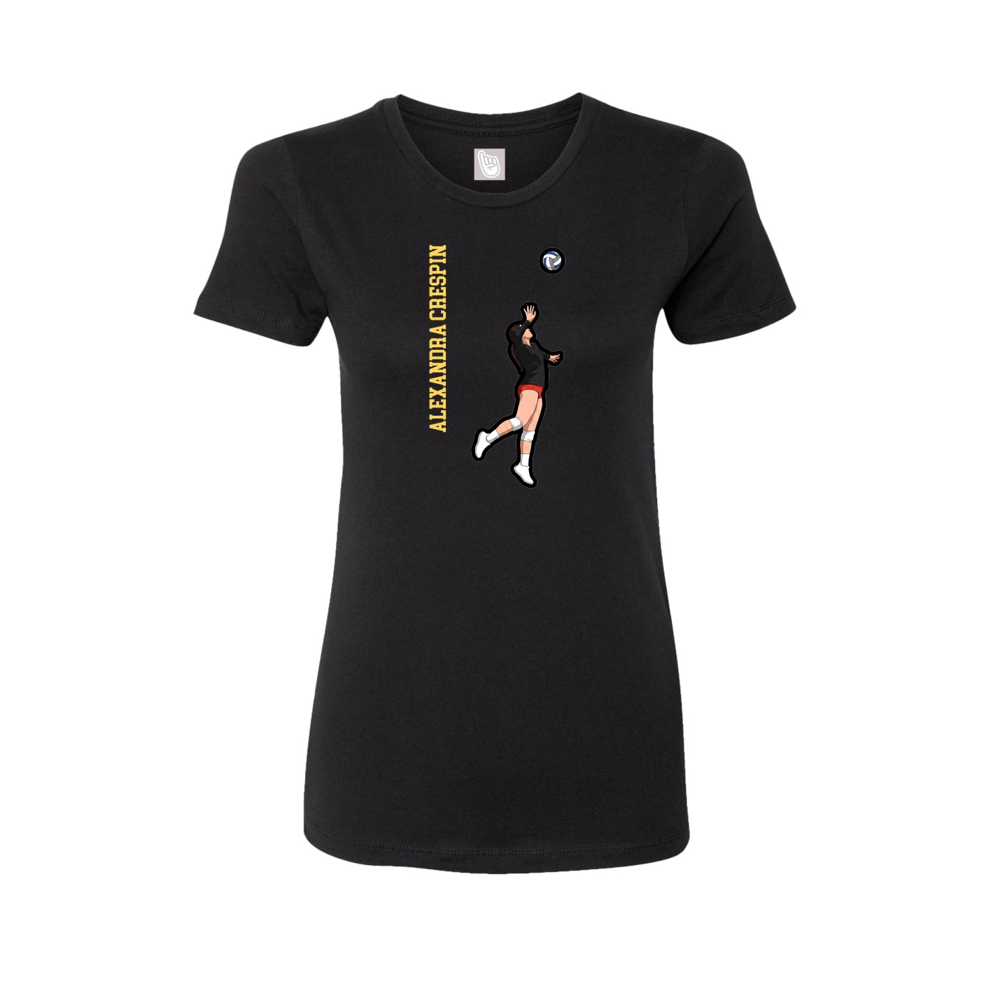 Womens Tee — Name Vertical in Black