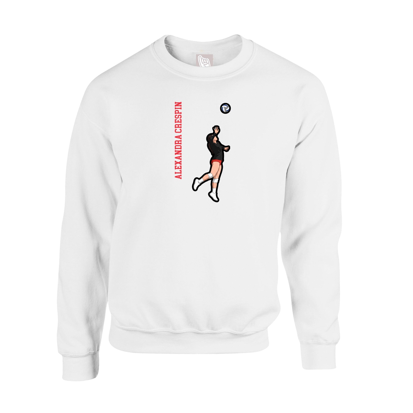 Fleece Crew — Name Vertical in White
