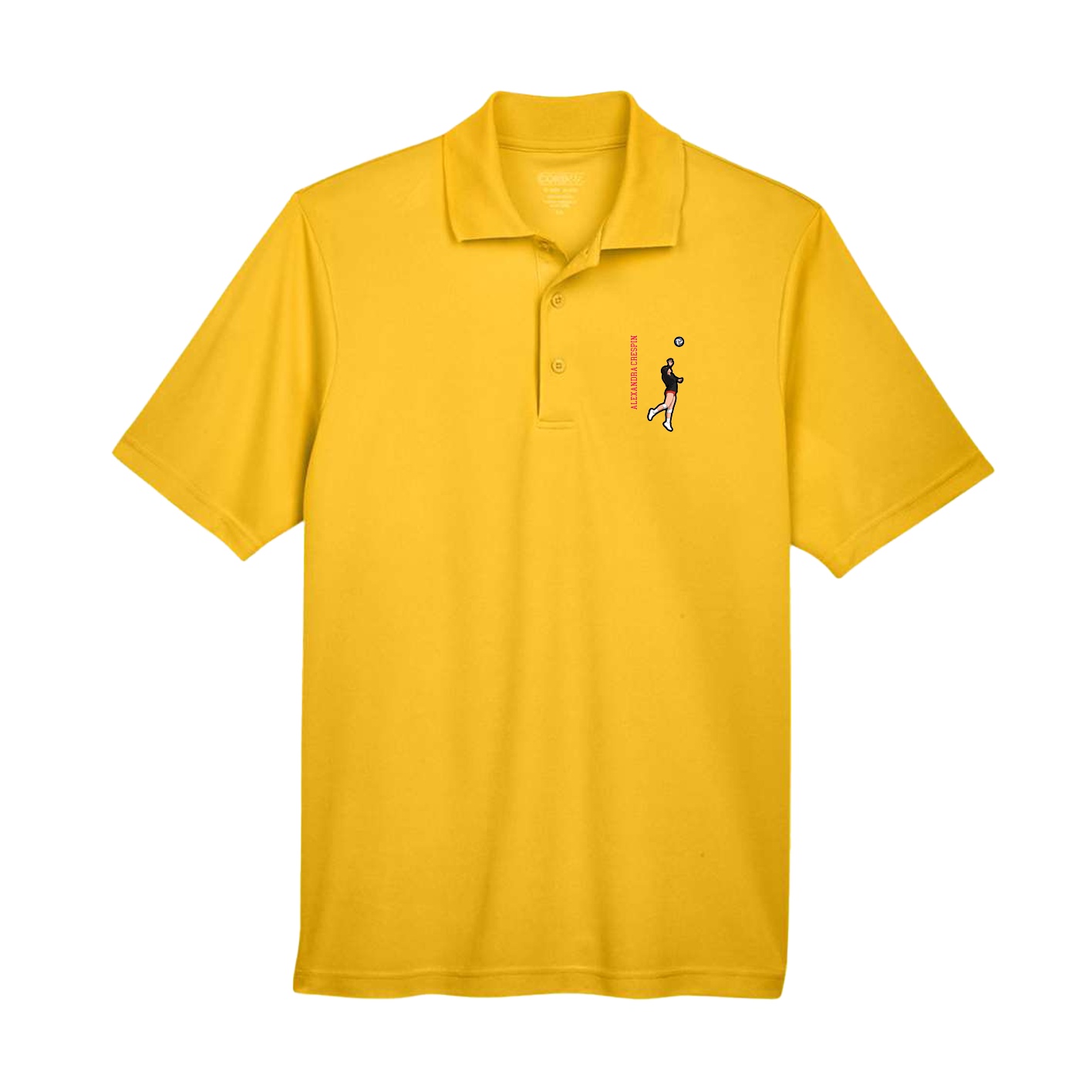 Performance Polo — Name Vertical in Gold