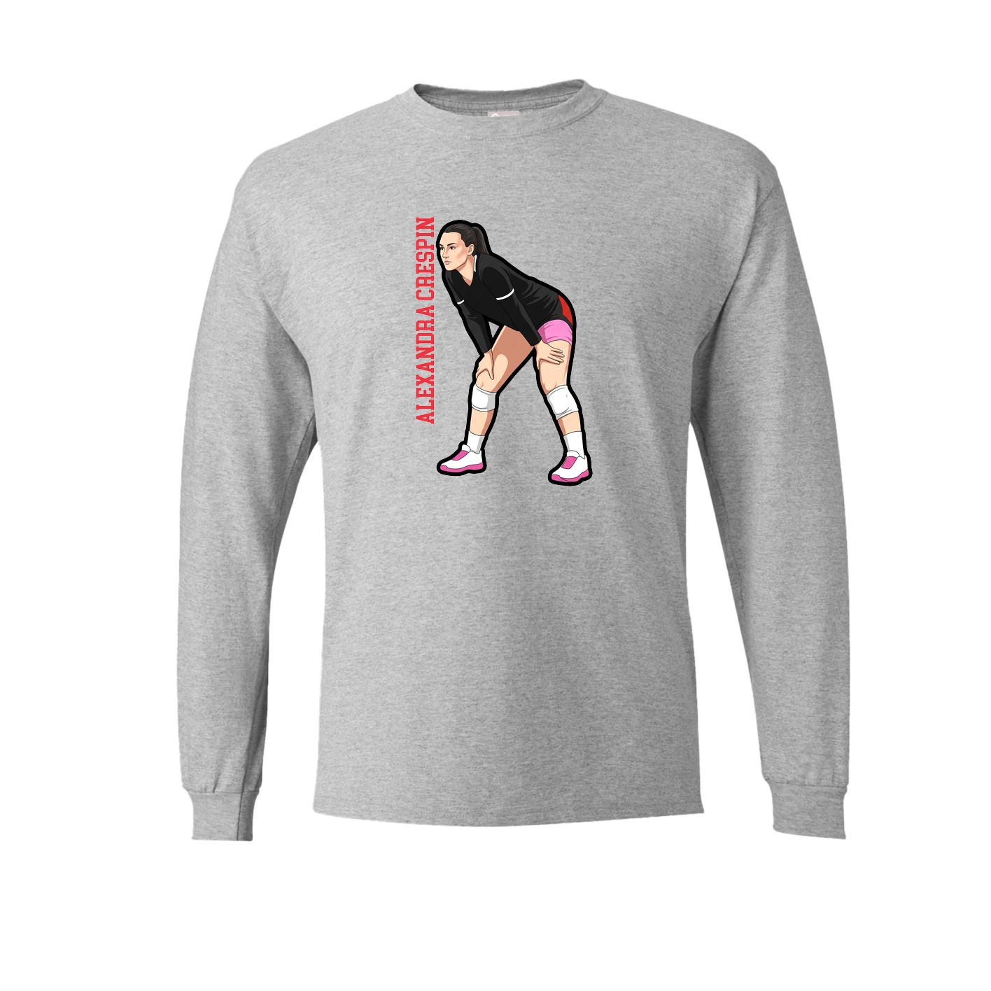 Long Sleeve Tee — Name Vertical in Grey