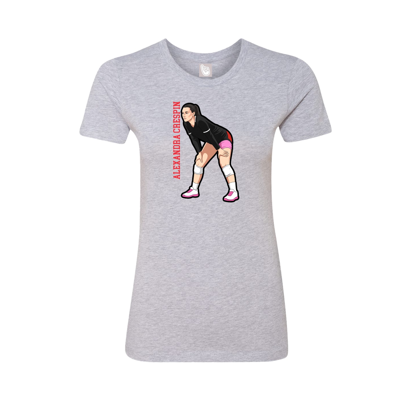 Womens Tee — Name Vertical in Grey