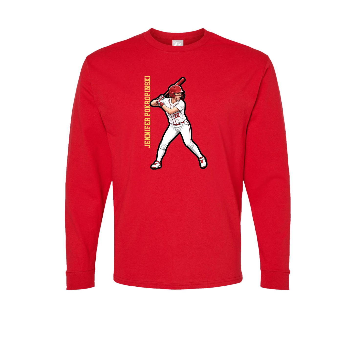 Long Sleeve Tee — Name Vertical in Red