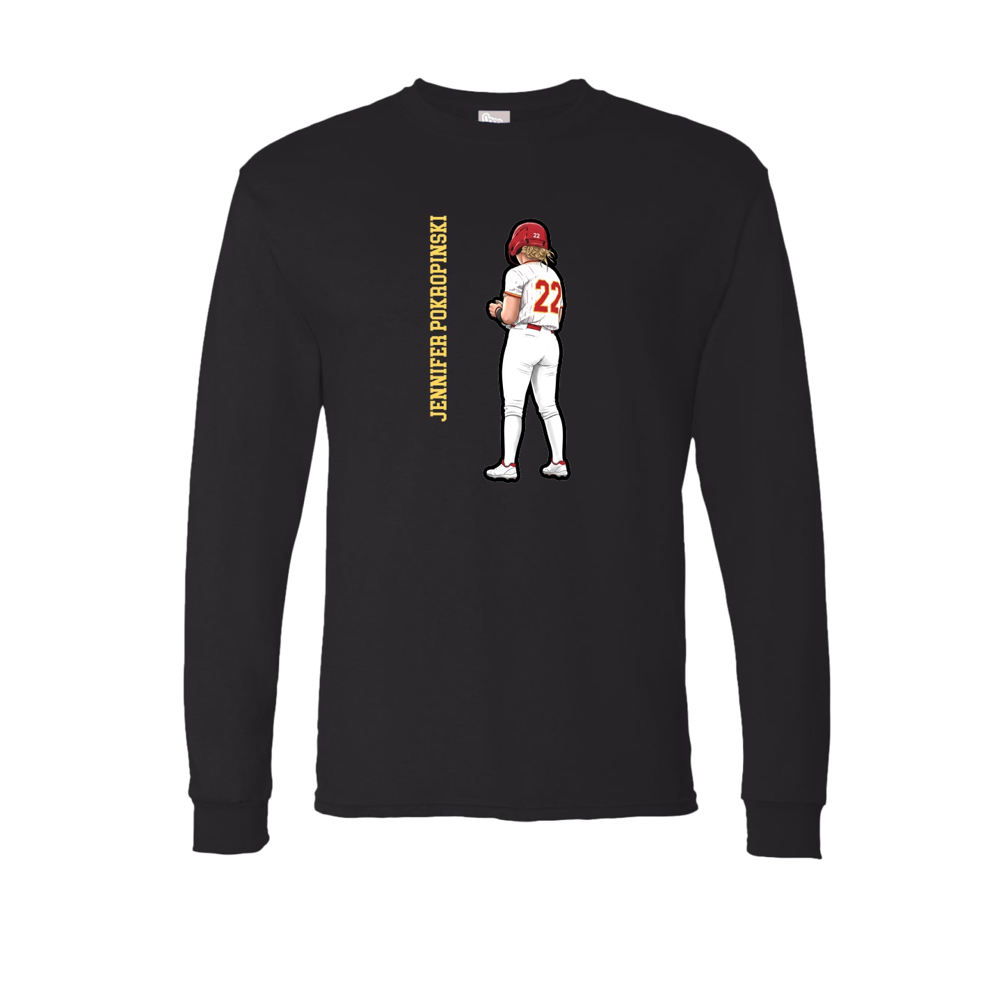 Long Sleeve Tee — Name Vertical in Black