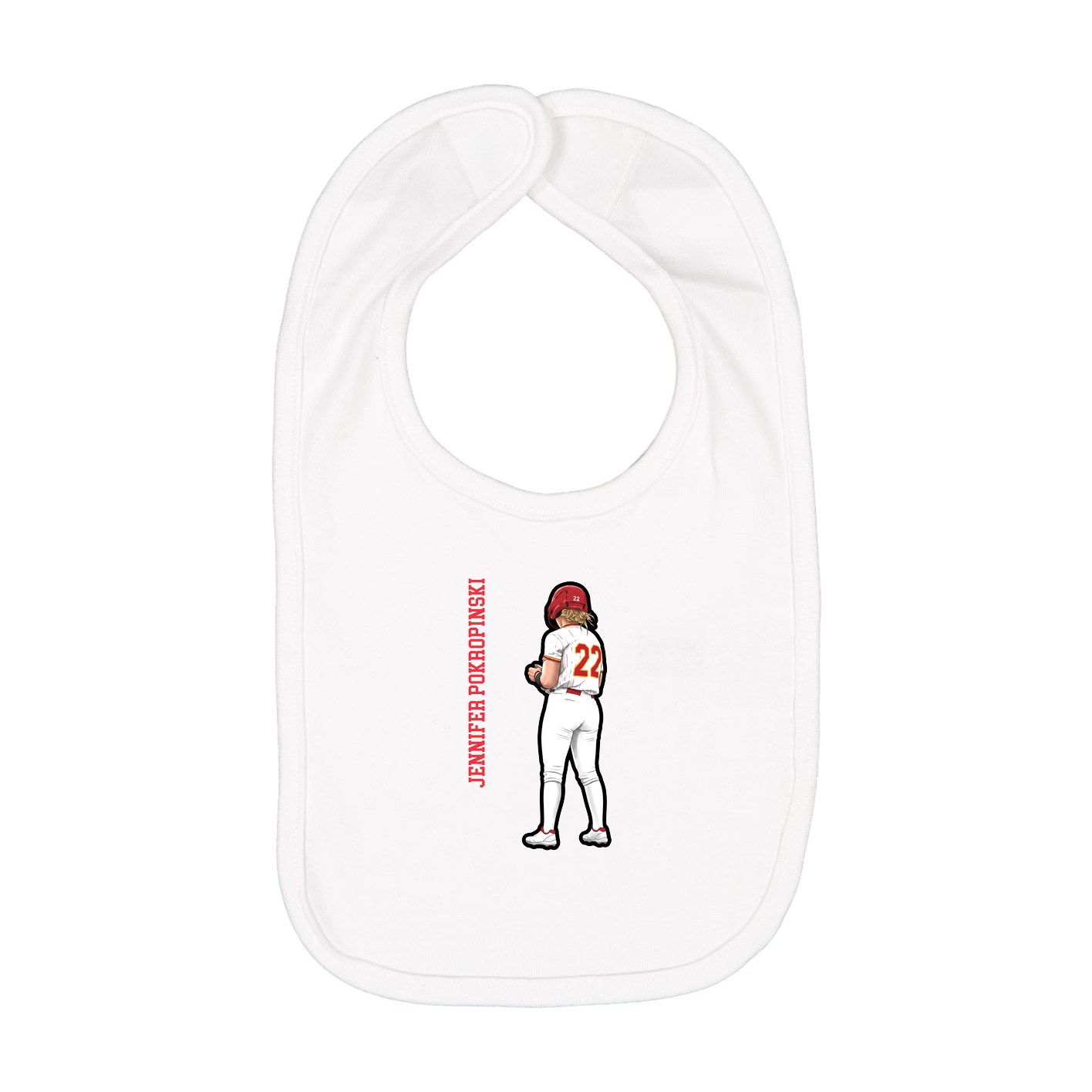 Infant Bib — Name Vertical in White