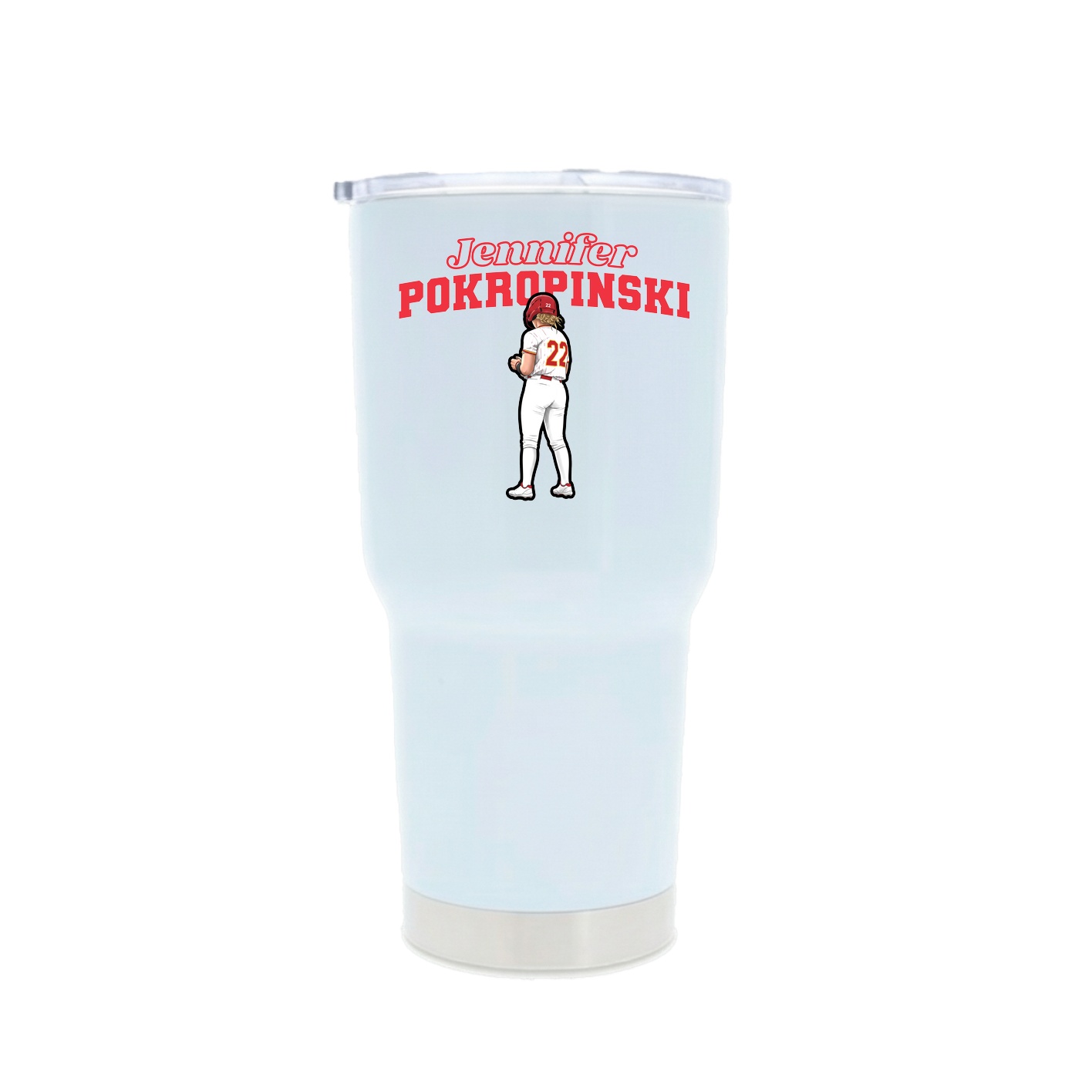 30oz Stainless Steel Tumbler — Name Arch in White