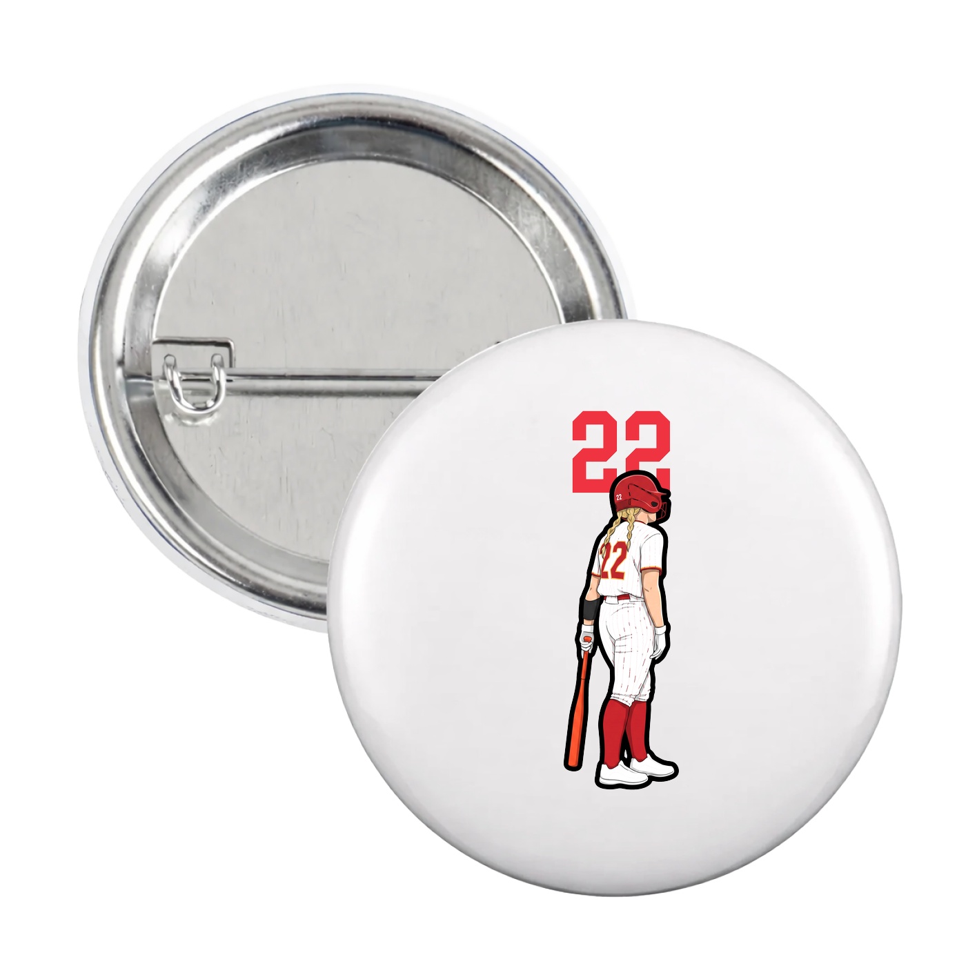 Game Day Button — Number Top in White