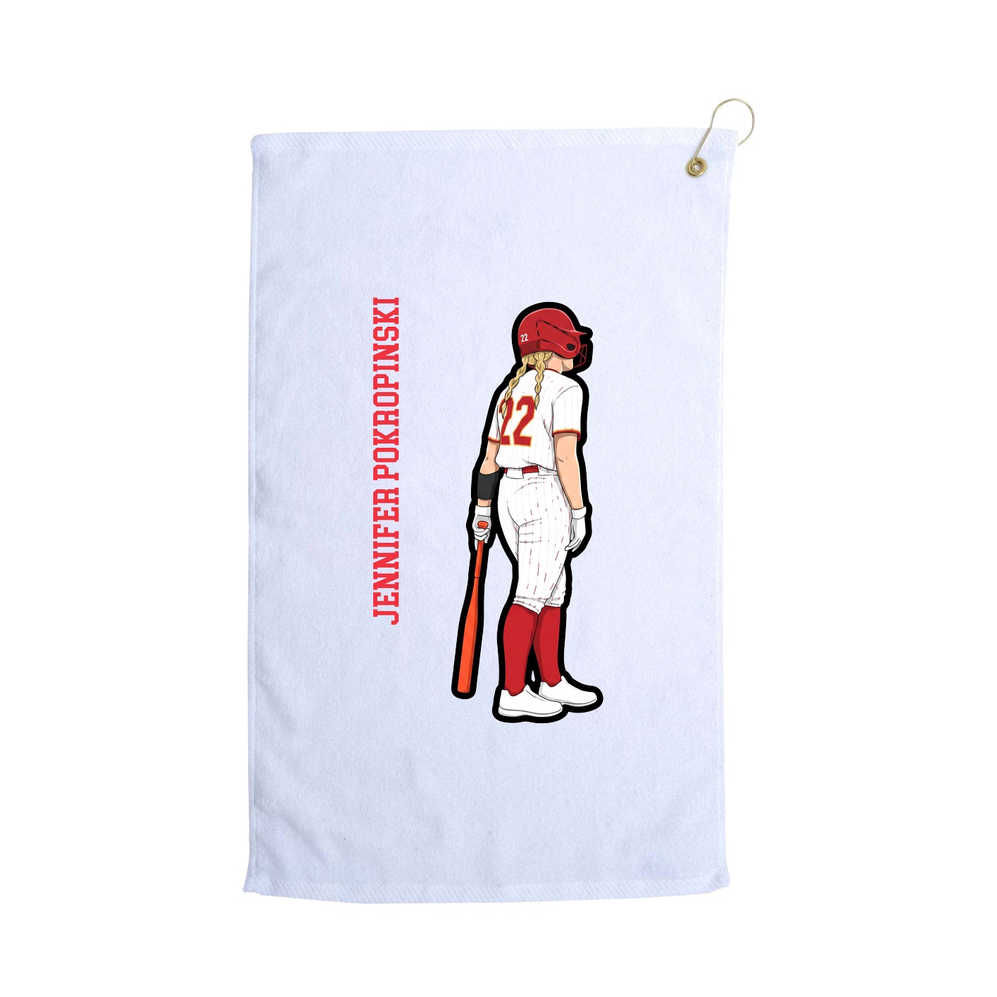 Golf Towel — Name Vertical in White