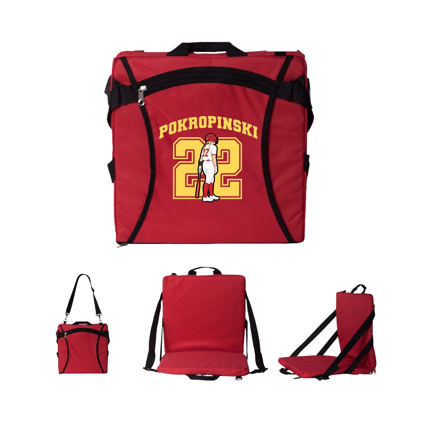 Folding Stadium Seat — Number in Red