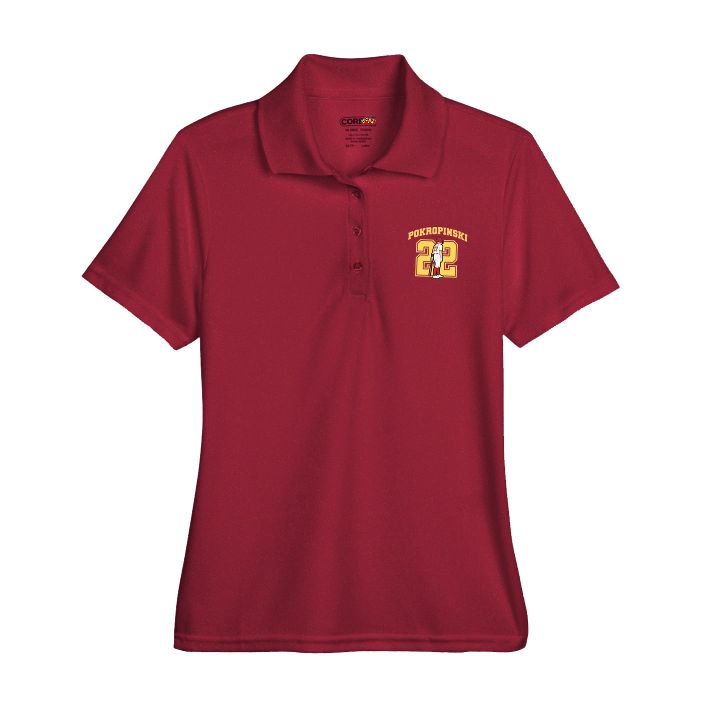 Womens Performance Polo — Number in Red
