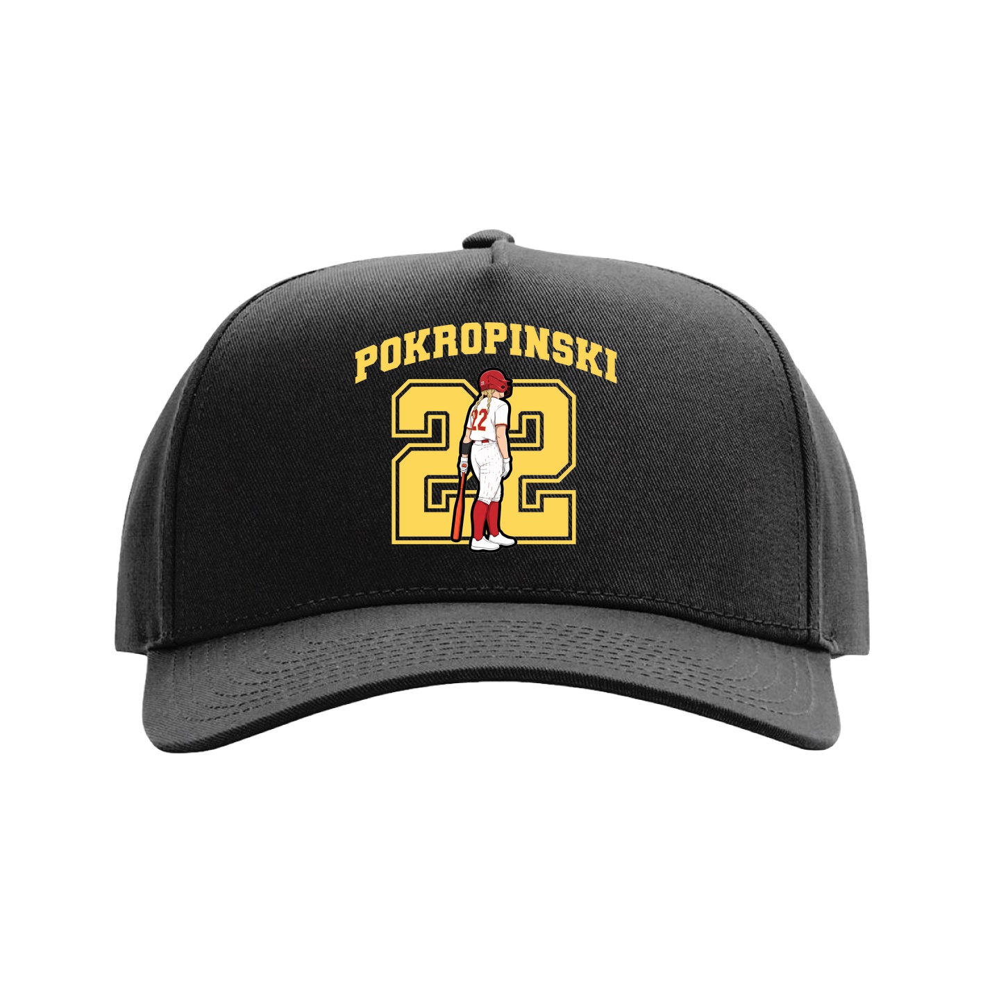 Full Fabric Five-Panel Champ Cap — Number in Black