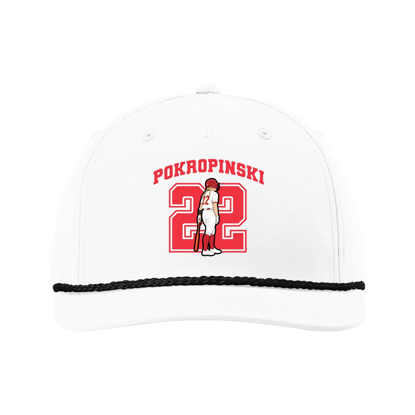 Five-Panel Classic Rope Cap — Number in White