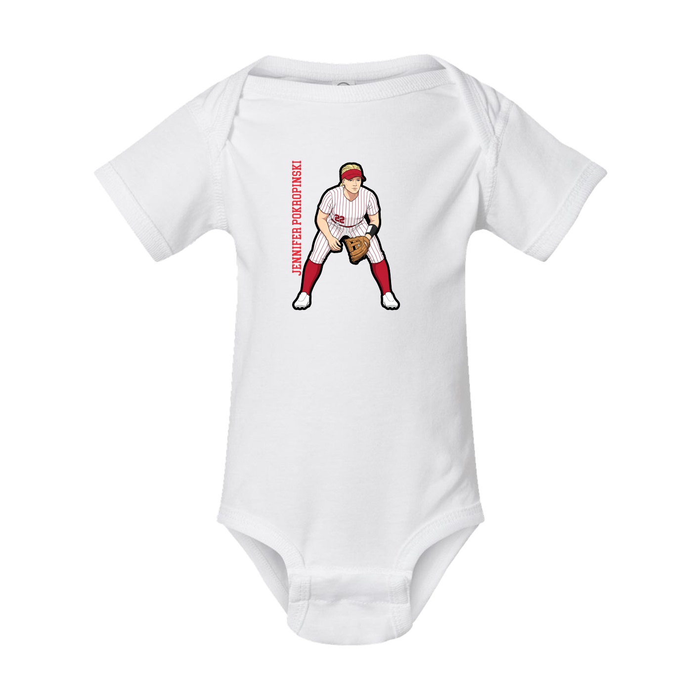 Baby Onesie — Name Vertical in White