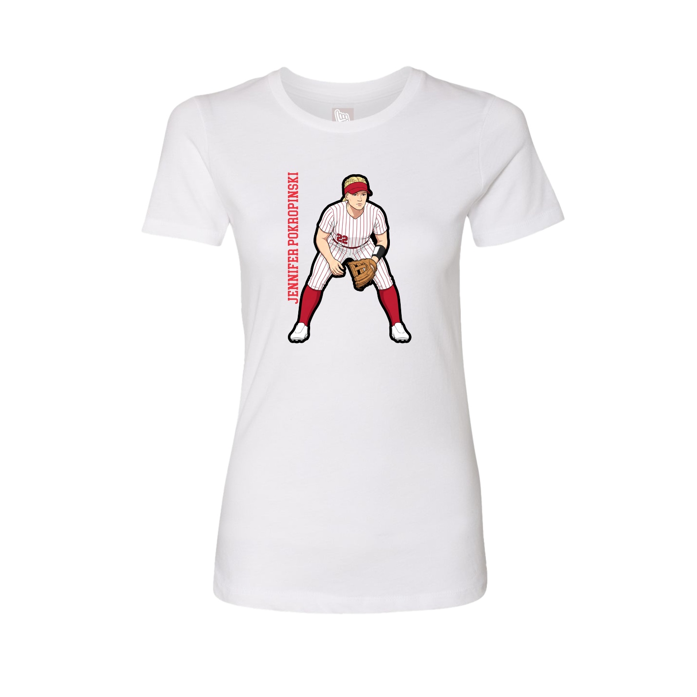 Womens Tee — Name Vertical in White