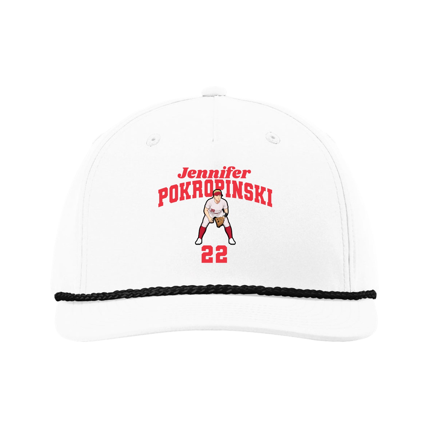 Five-Panel Classic Rope Cap — Signature Arch in White