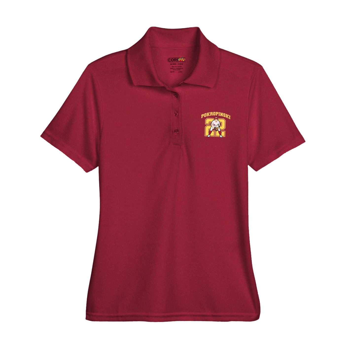 Womens Performance Polo — Number in Red