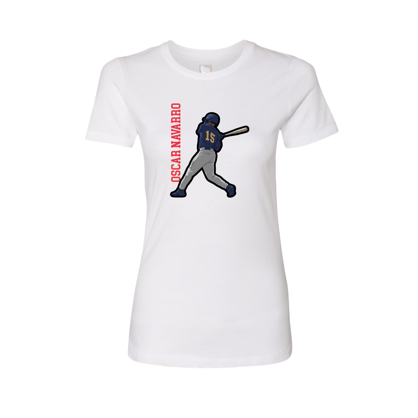 Fitted Women's Tee — Name Vertical in White