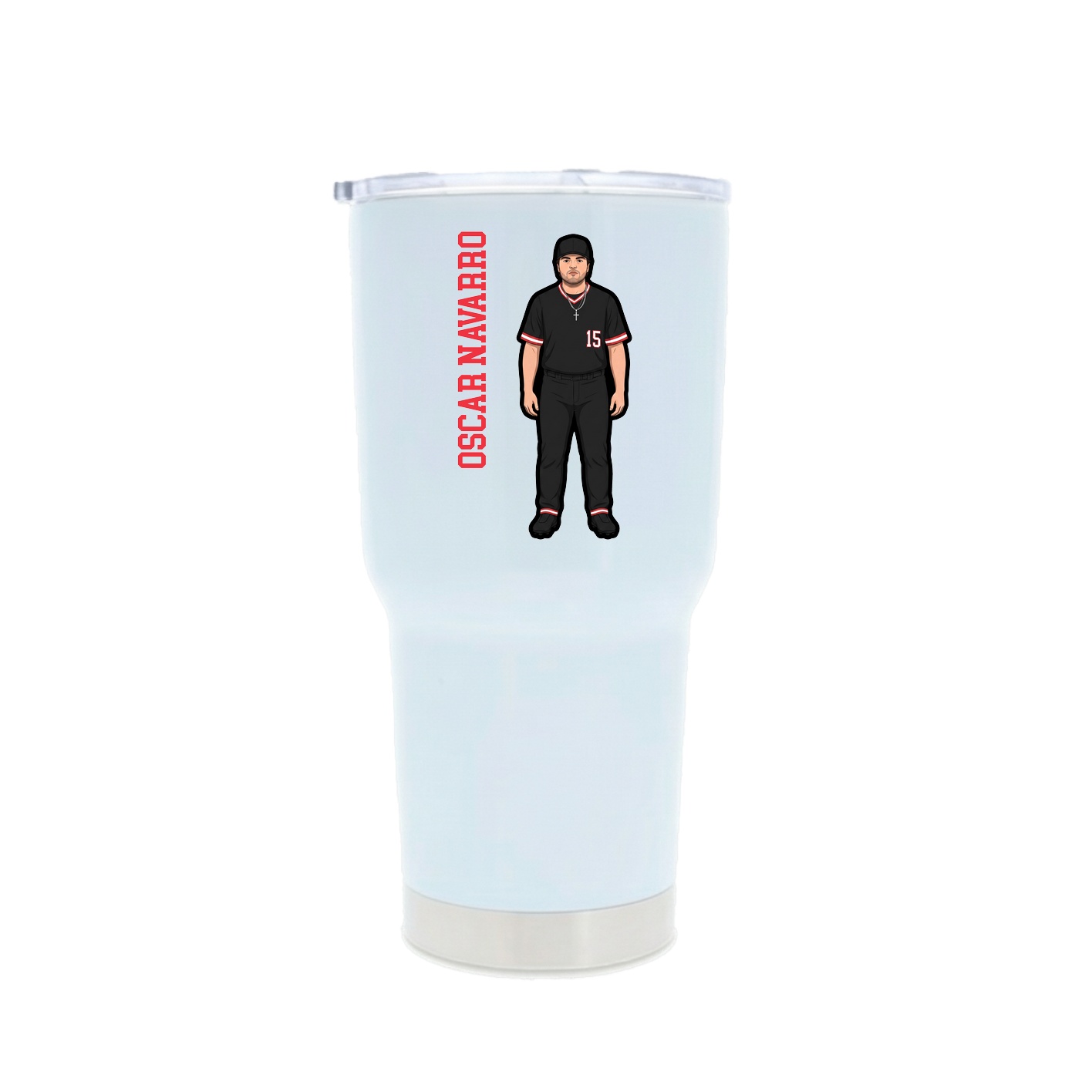 30oz Stainless Steel Tumbler — Name Vertical in White