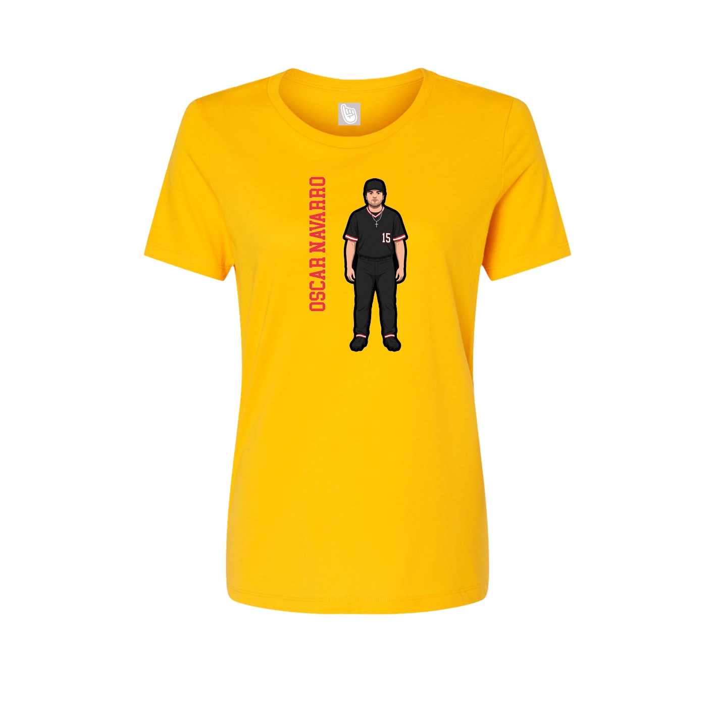 Fitted Women's Tee — Name Vertical in Gold