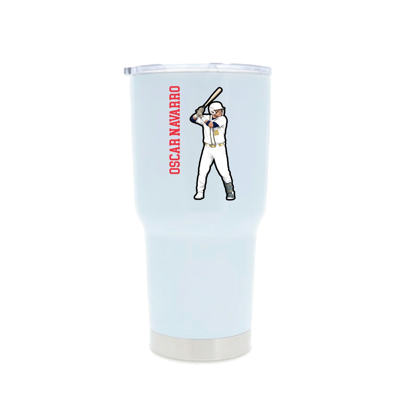 30oz Stainless Steel Tumbler — Name Vertical in White