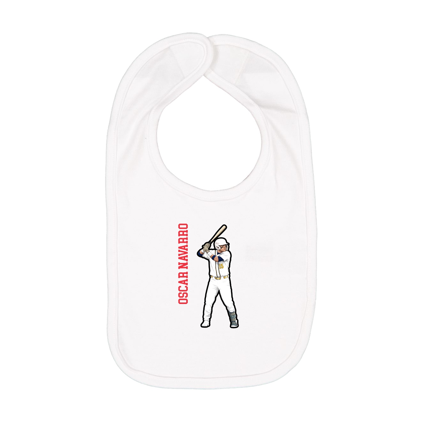 Infant Bib — Name Vertical in White