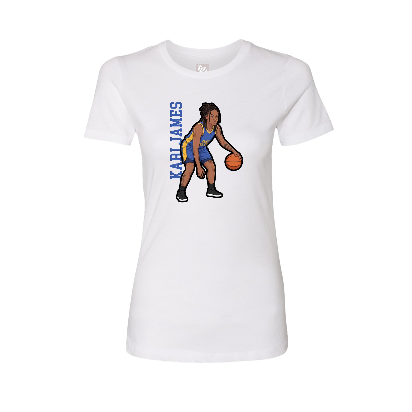 Womens Tee — Name Vertical in White