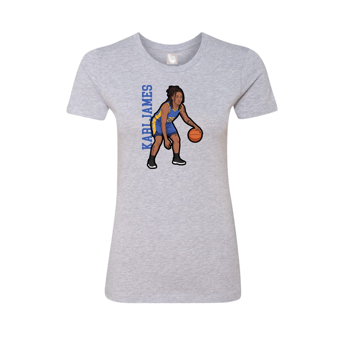 Womens Tee — Name Vertical in Grey