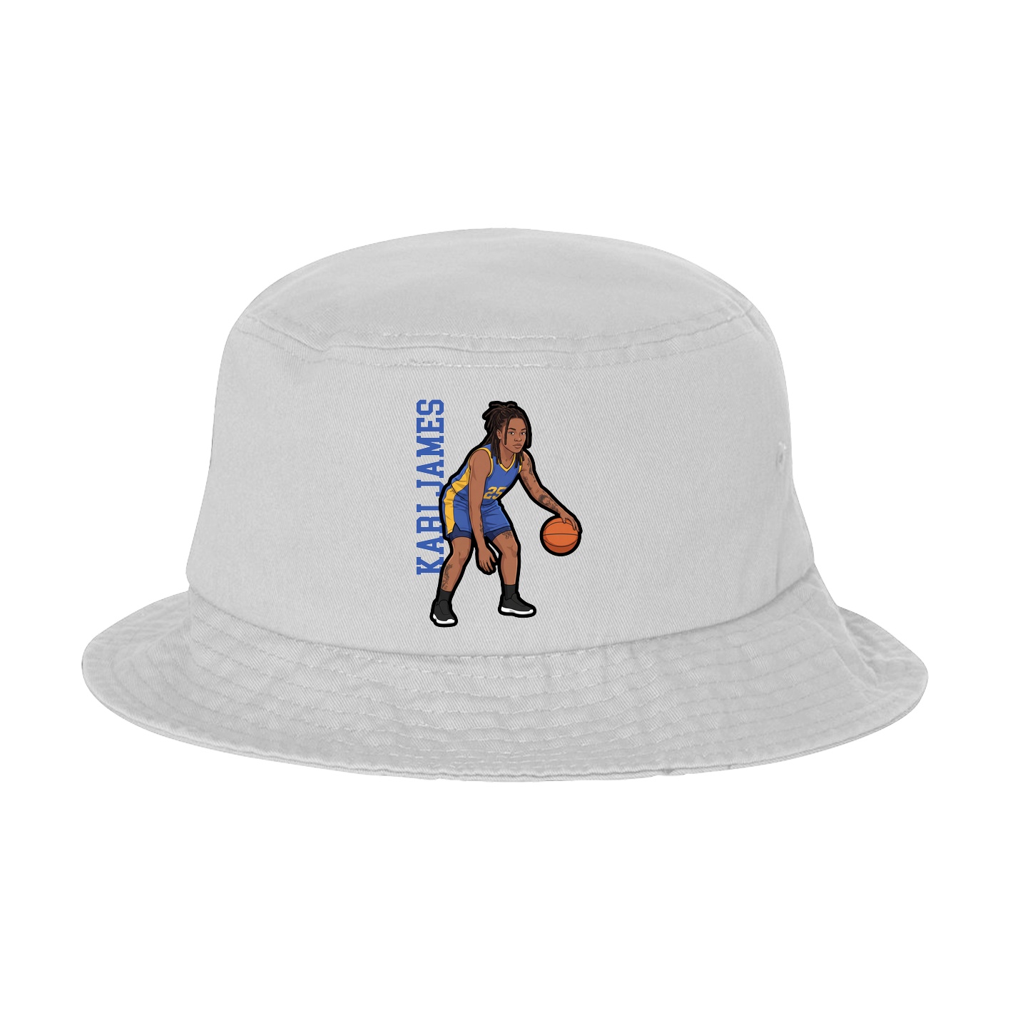 Bucket Cap — Name Vertical in White