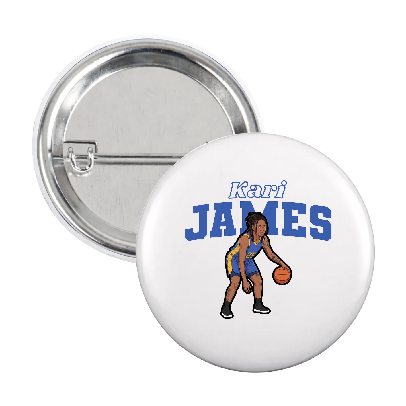 Game Day Button — Name Arch in White