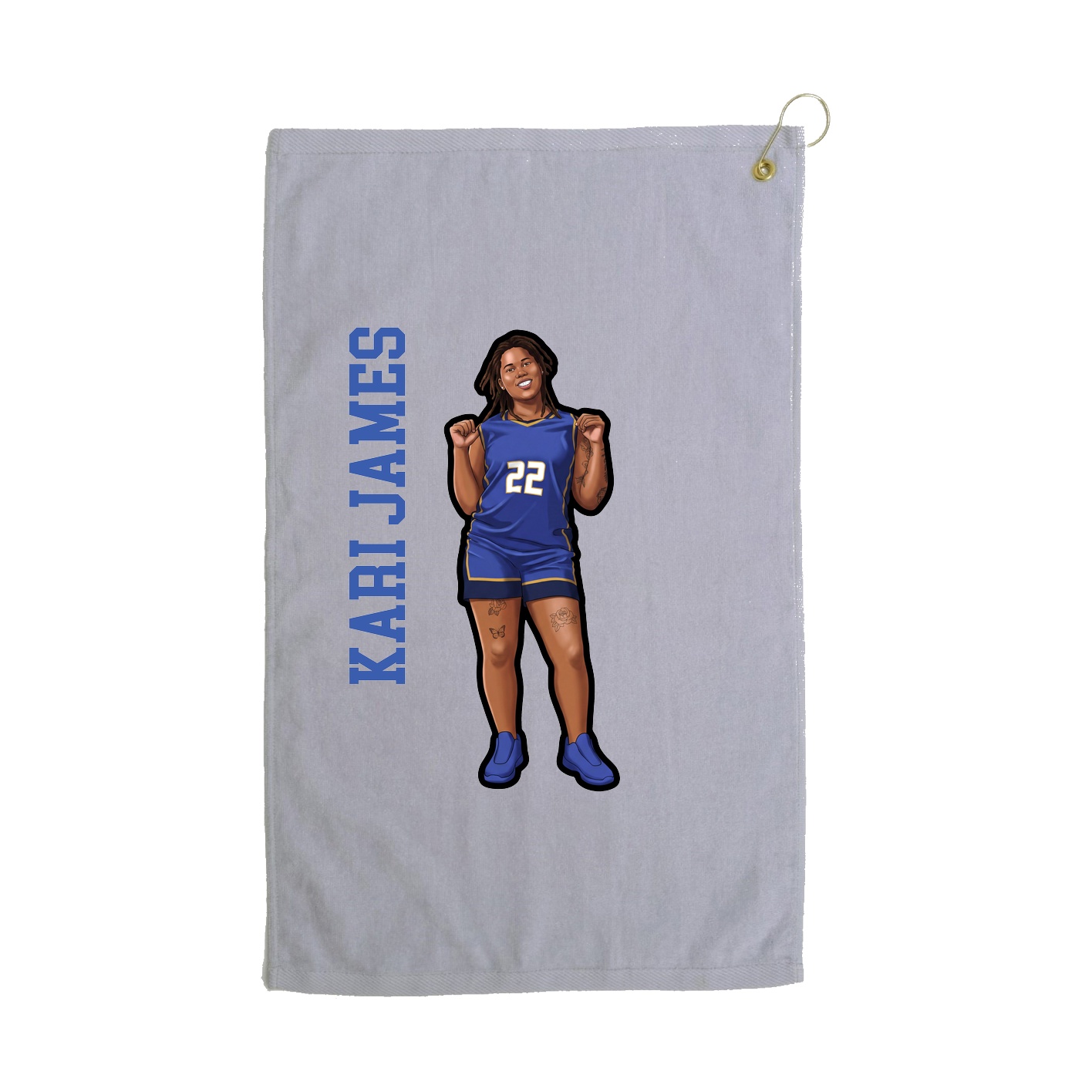 Golf Towel — Name Vertical in Grey