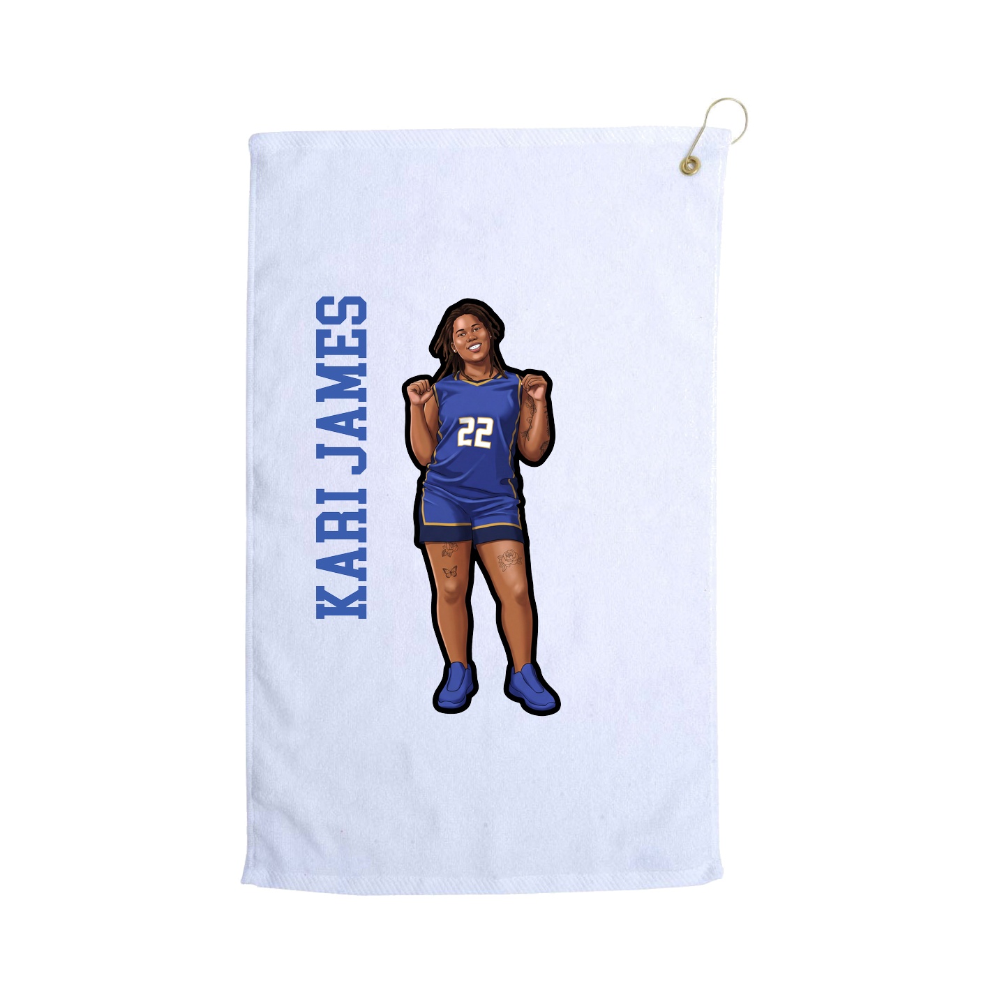 Golf Towel — Name Vertical in White