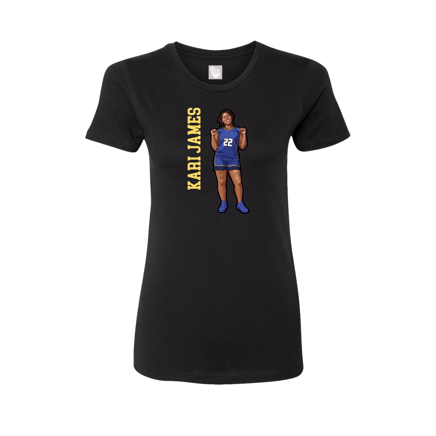 Womens Tee — Name Vertical in Black