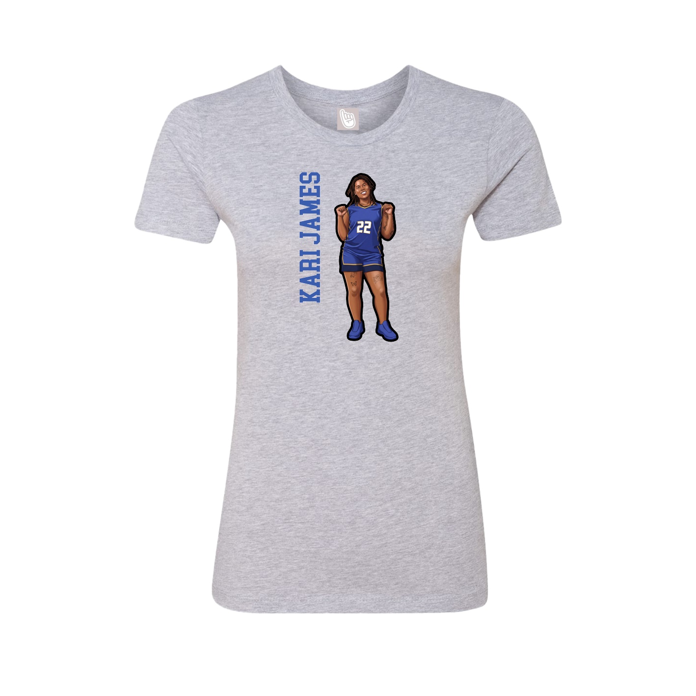 Womens Tee — Name Vertical in Grey