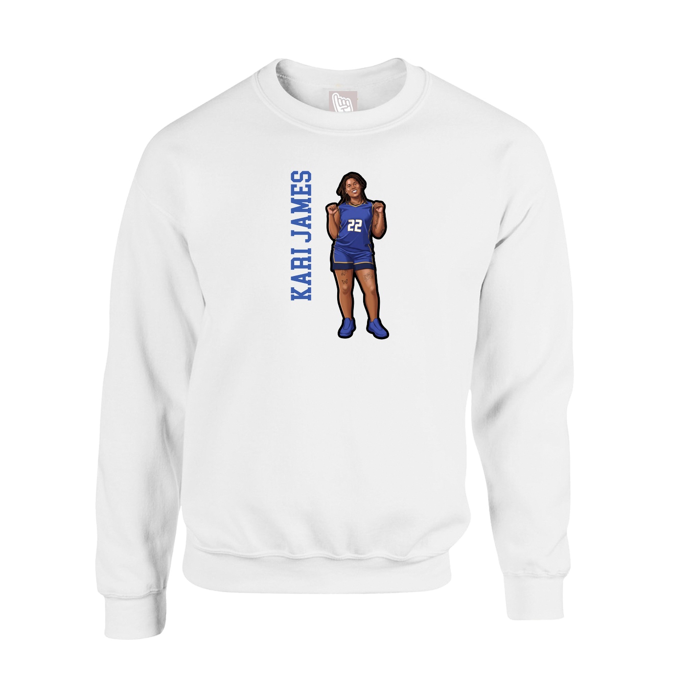 Fleece Crew — Name Vertical in White