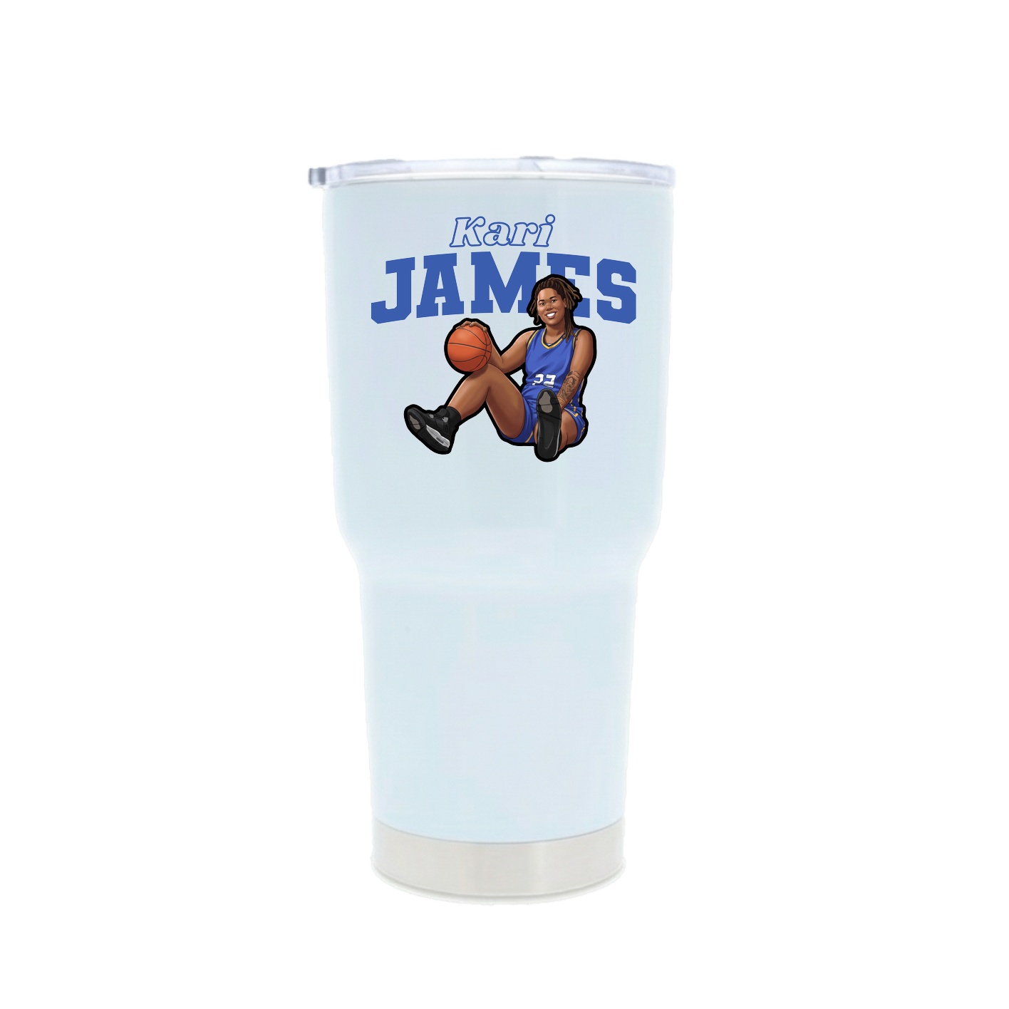 30oz Stainless Steel Tumbler — Name Arch in White