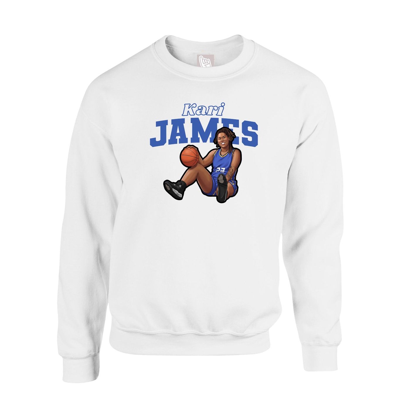 Fleece Crew — Name Arch in White