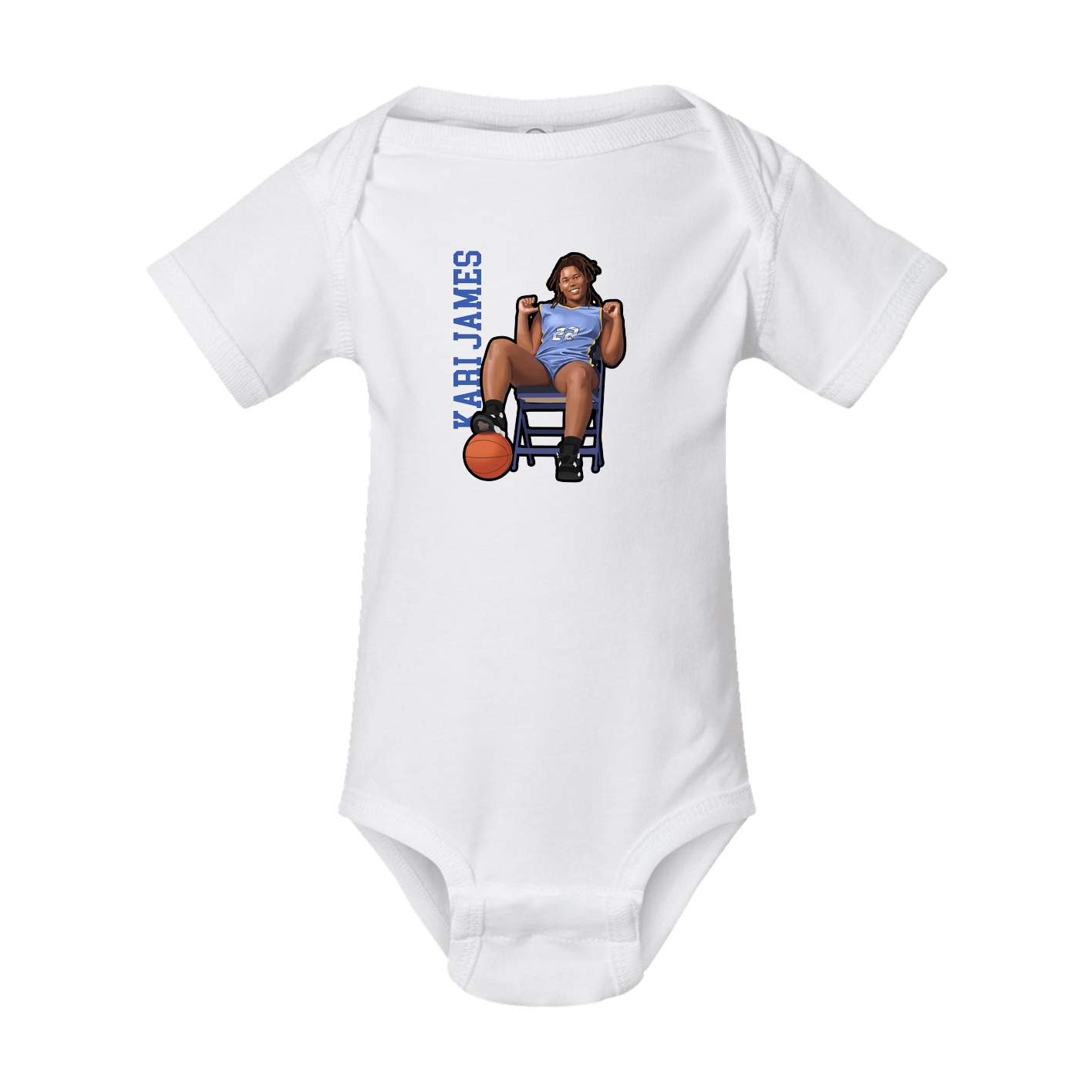 Baby Onesie — Name Vertical in White