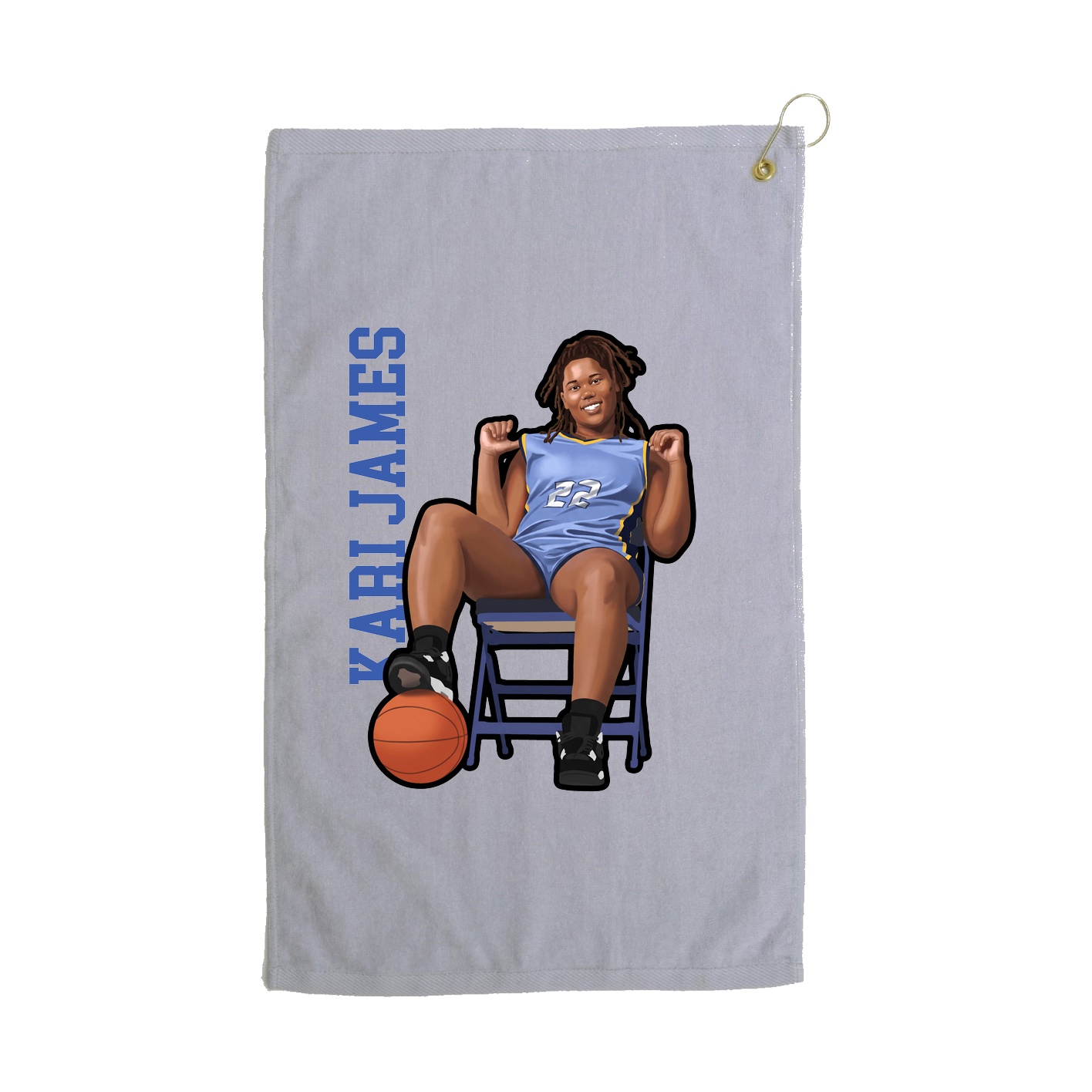 Golf Towel — Name Vertical in Grey